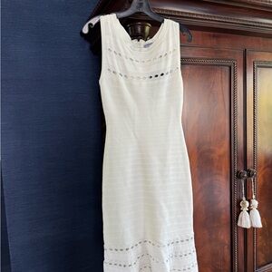 Herve Leger White Sheath Midi Dress Cowl Neck